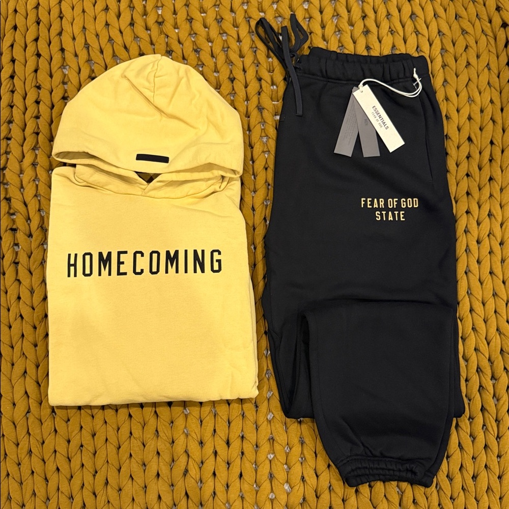 Fear of God Homecoming Amber Hoodie and Black Joggers